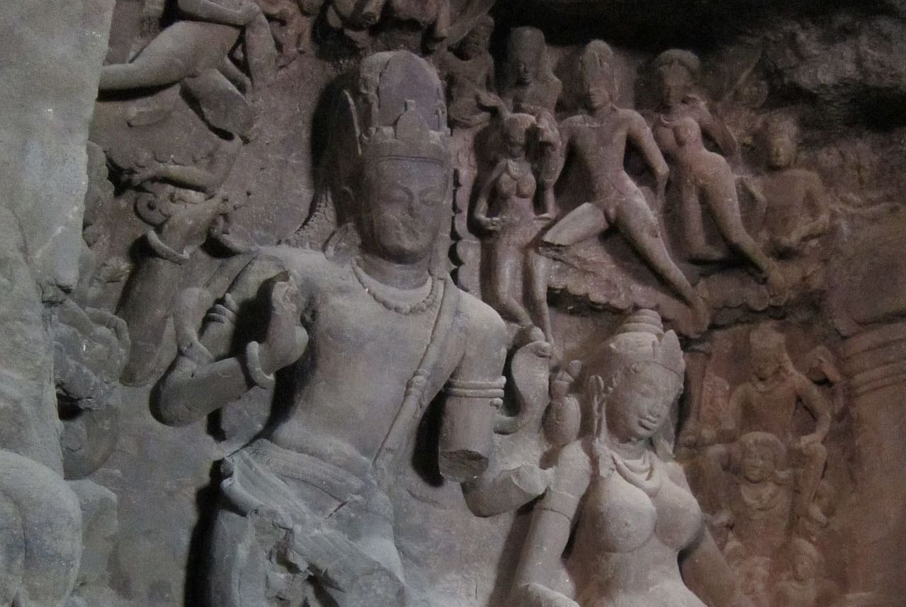 wall carvings on the walls of Elephanta Caves