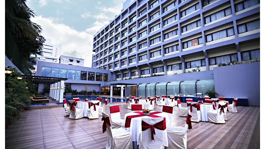sitting area at the swimming pool as an event venue