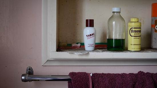 an image of bathroom Toiletries in a shelf