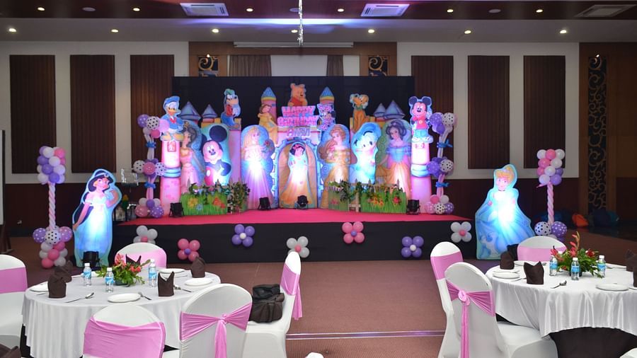 Damanganga Valley Resorts Pvt Ltd - the podium at the banquet hall decorated with birthday decorations 1
