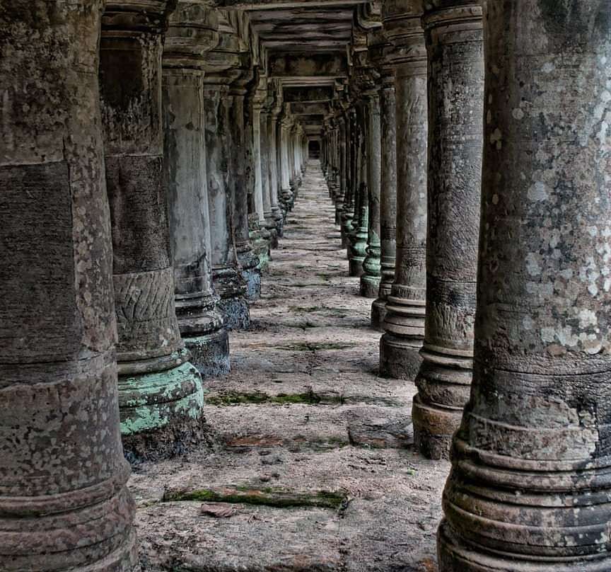 Pillars crafted from carved rock
