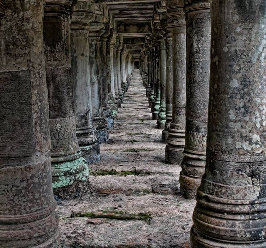 Pillars crafted from carved rock