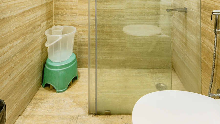 Image of bath area in the washroom at Lime Tree Hotels and Banquet Hall Near Huda Metro, Gurgaon