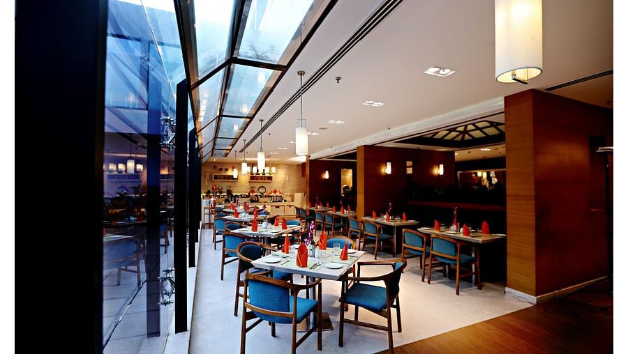 seating area at Cascades restaurant in Vizag