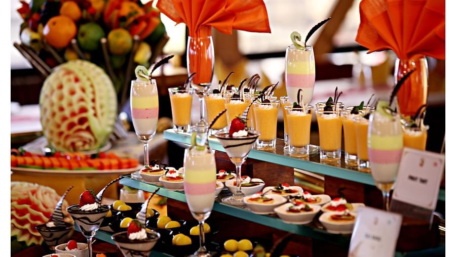 a close up of the buffet spread offered at Horizon restaurant in Visakhapatnam