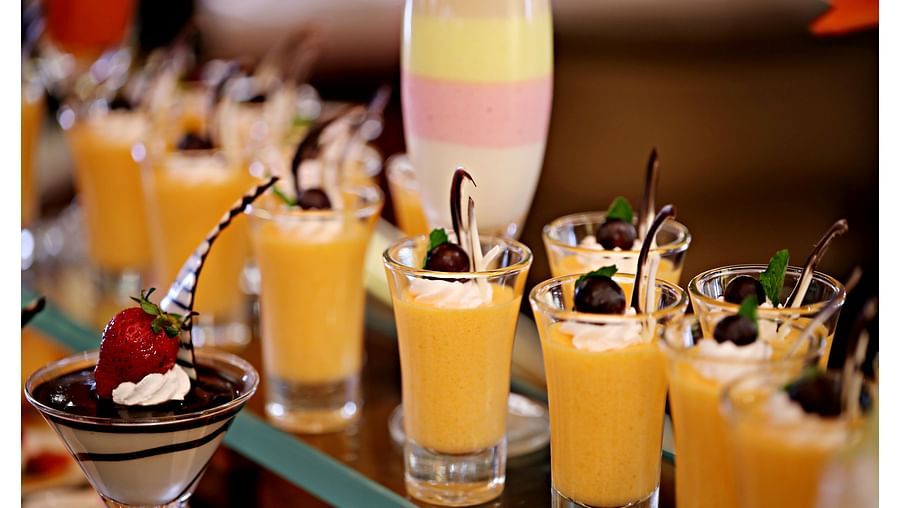 glasses of mousse kept on display at Horizon 2