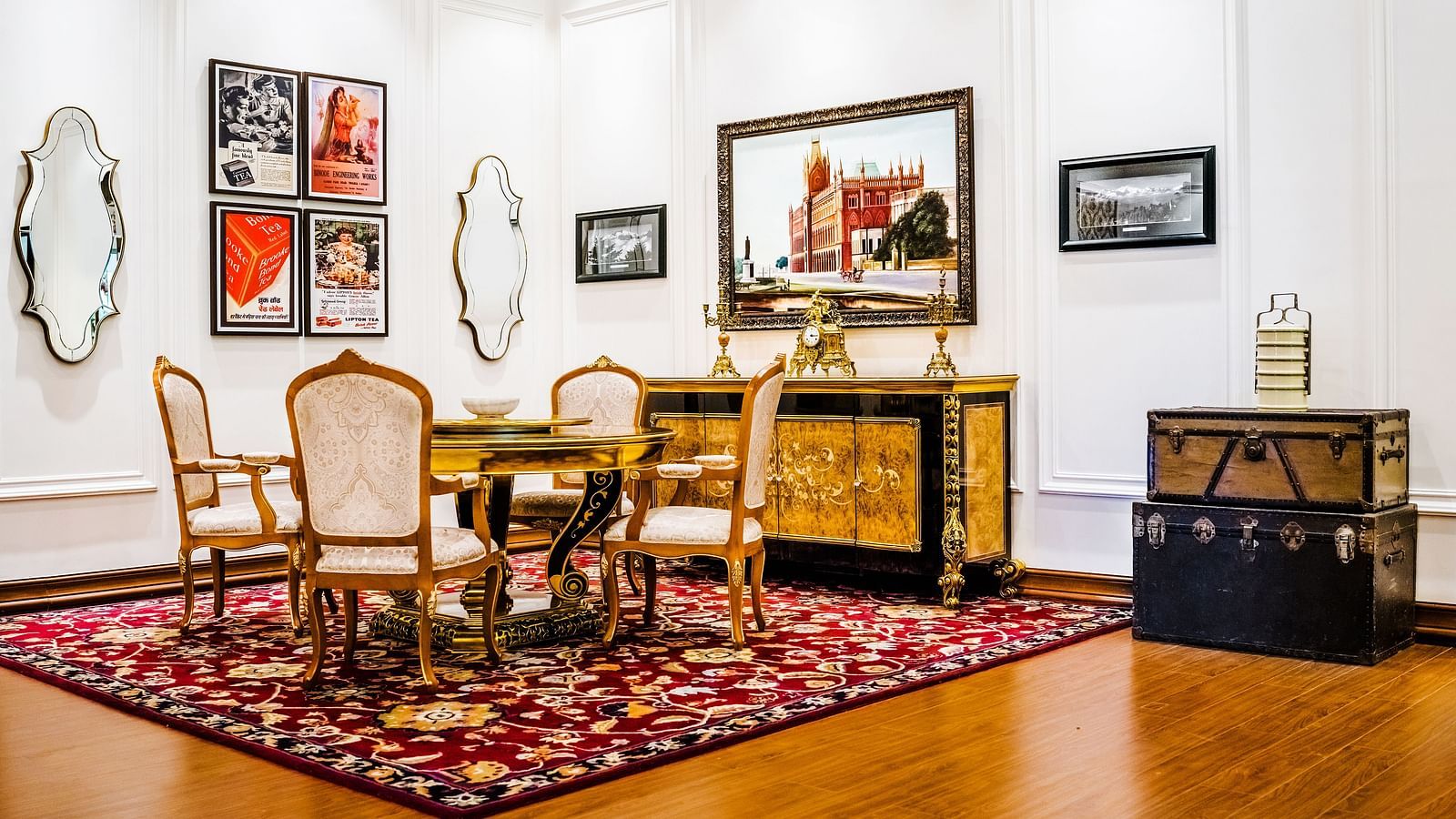 Spacious living and dining area with classic art at MAYFAIR Tea Resort, Siliguri