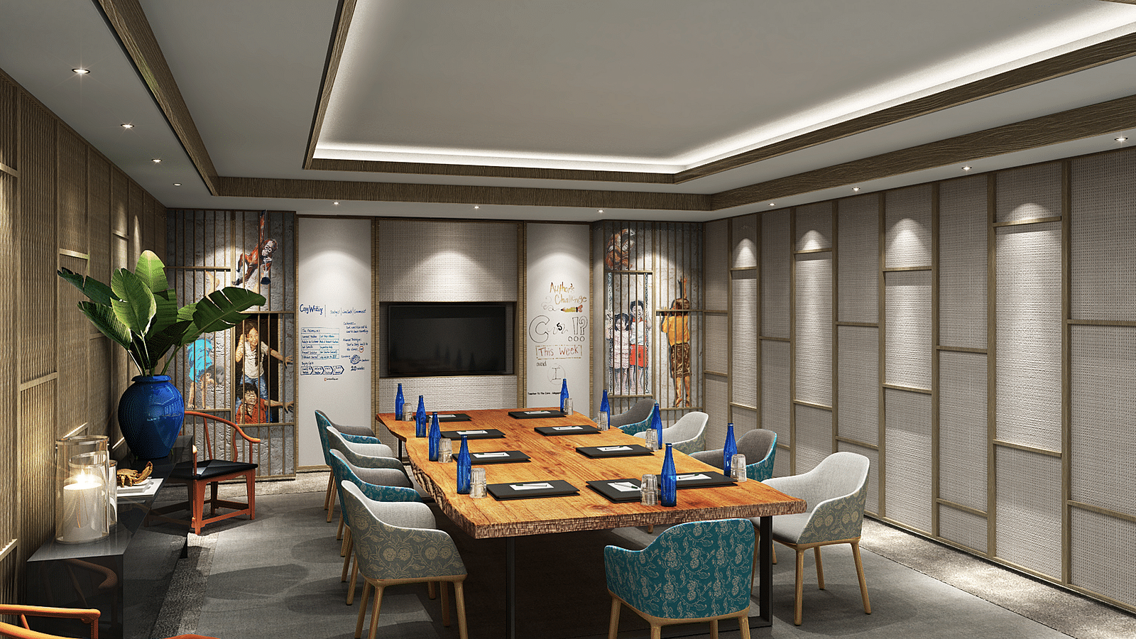 rectangle styled seating arrangements inside the 2nd Floor Meeting Room 1 - Rhythm Gurugram