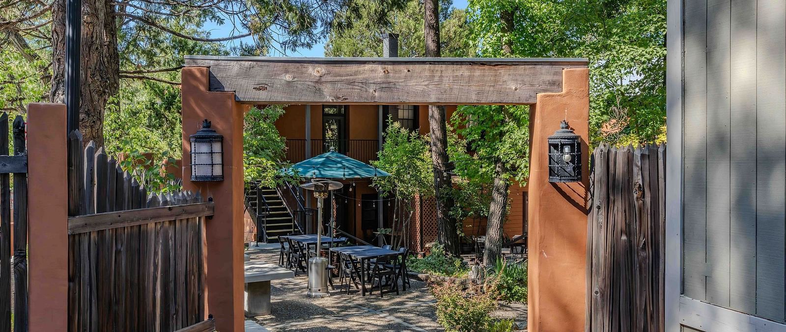 An overview of the entry to the restaurant at The Groveland Hotel. 