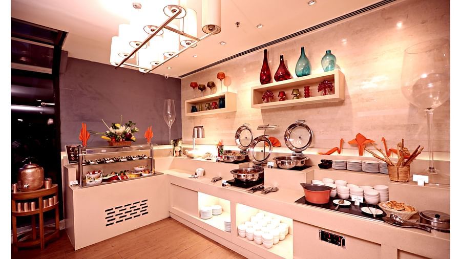 the buffet area at Cascades restaurant in Visakhapatnam 2