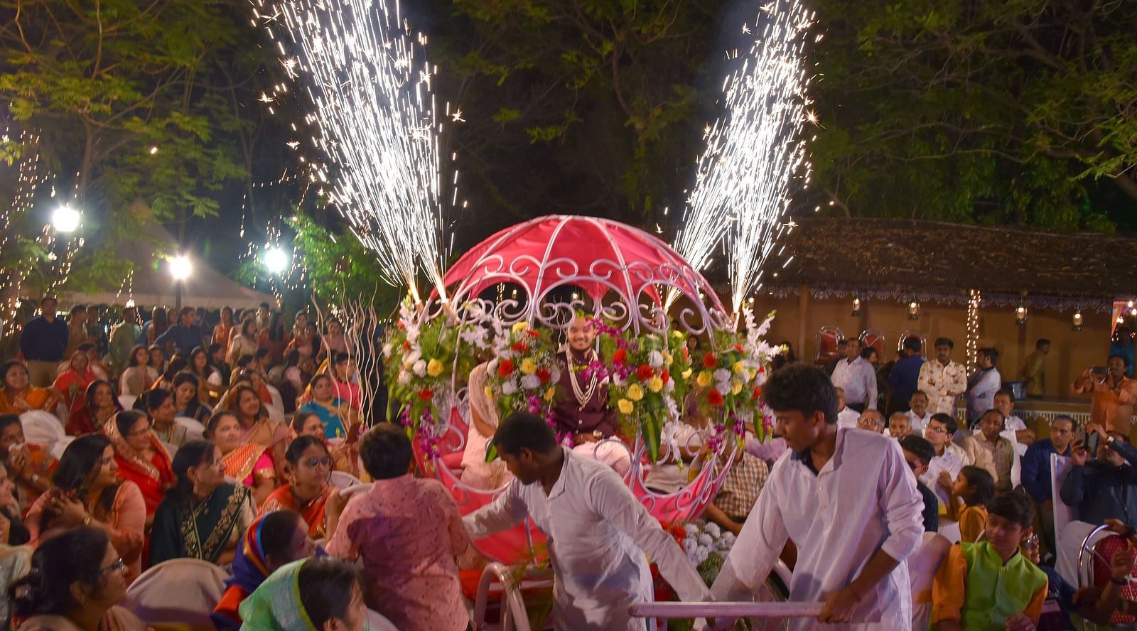 wedding celebrations hosted at the lawn at hoysala village resort in hassan