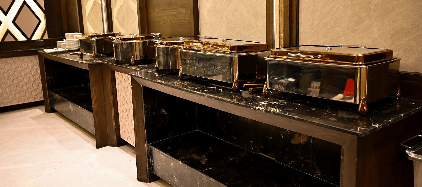 Close up view of buffet boxes arranged on the table at BluSalzz Residence, Amritsar