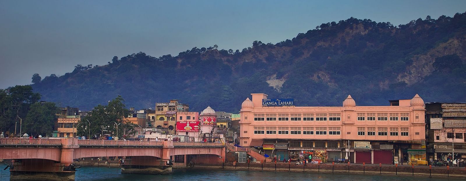 A breathtaking view of Haridwar from the rooftop restaurant at Ganga Lahari.
