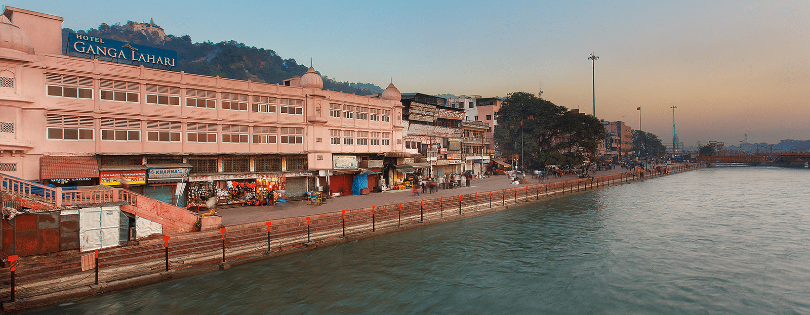 A building with the River in front.