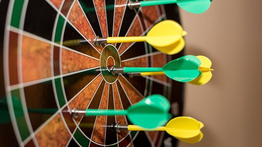 darts on the board