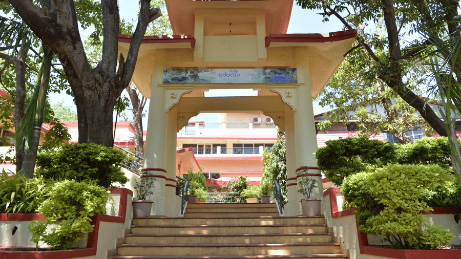 The entrance staircase of the resort.