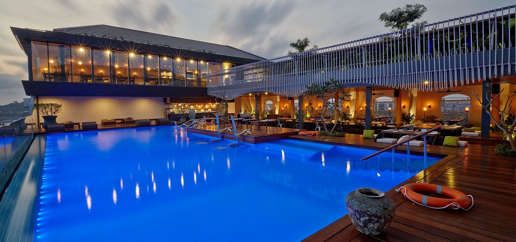 Outdoor swimming pool at Hablis Hotel in Chennai