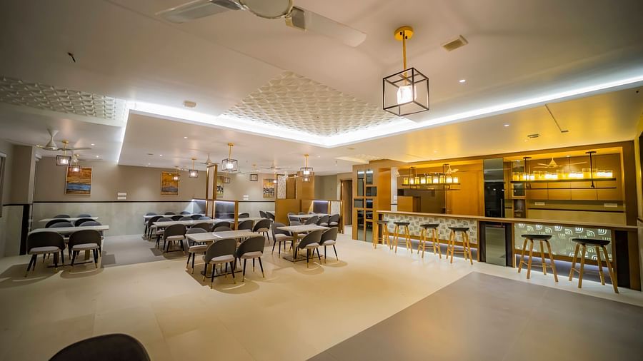 A wide shot of the High Ground Bar at Kyriad Hotels in India