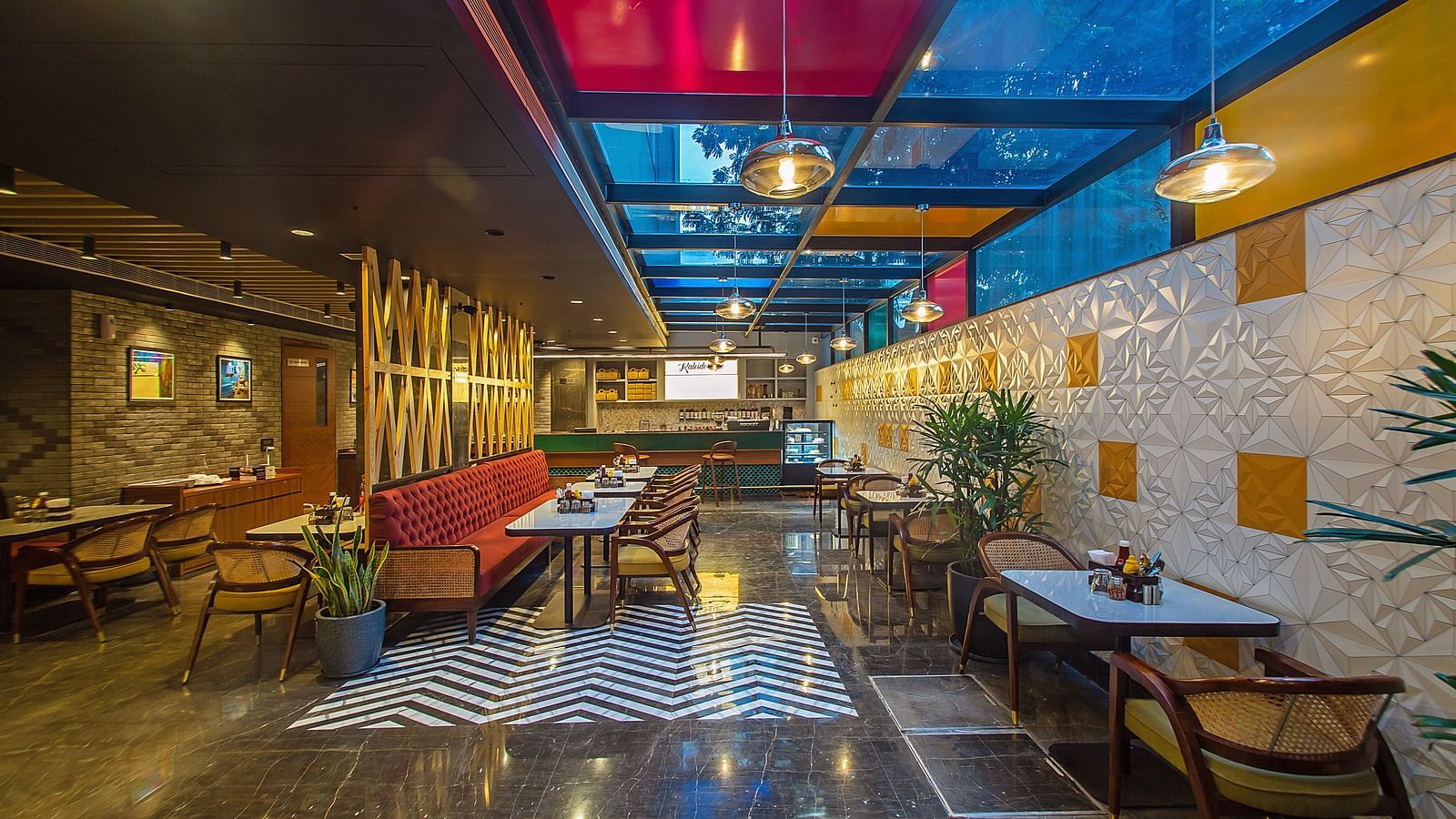 The view of Kaleidoscope, the restaurant at Inde Signature Jaipur