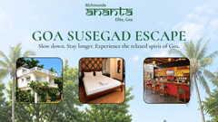 White villa exteriors with lush green lawns and coconut palms at Richmonde Ananta Elite, Goa, showcasing the relaxed Goa Susegad Escape offer.