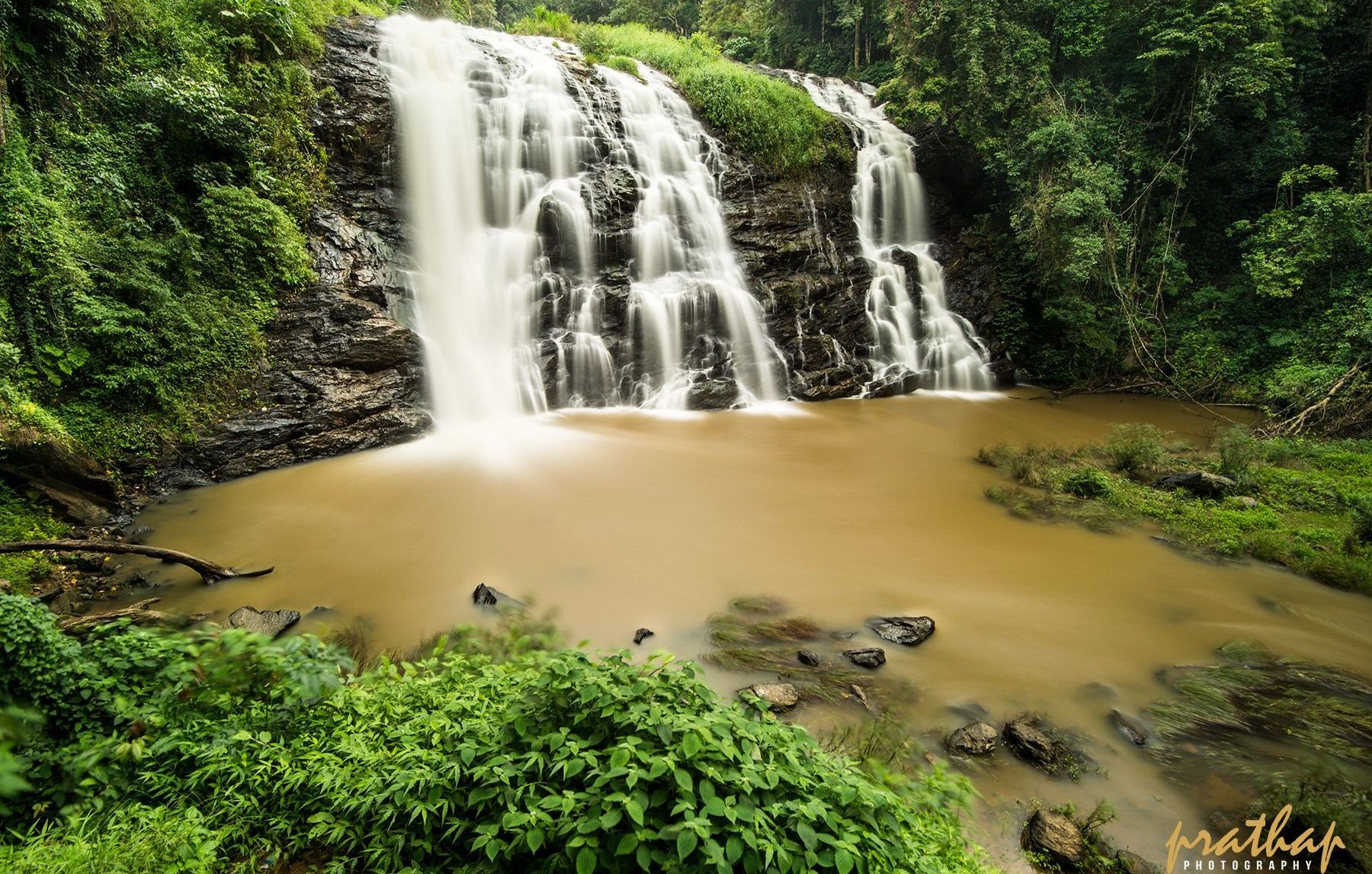 Abbey Falls, a cascading waterfall in Karnataka.