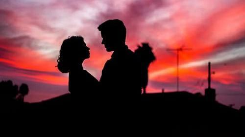 Couple in the beautiful sunlight