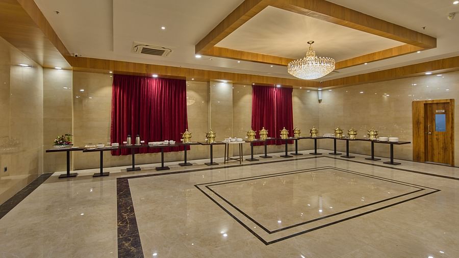 the buffet spread area at the events room - Golden Tulip, Tirupati  