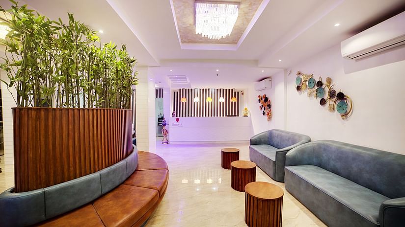 the lobby of our hotel in bangalore 1