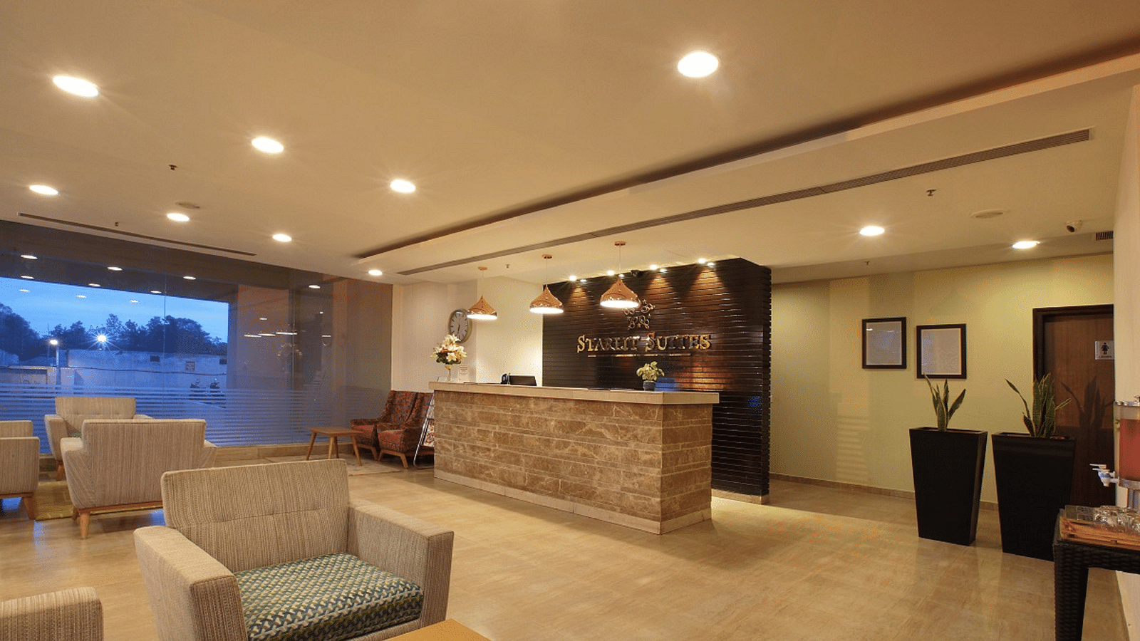 Reception area of Starlit Suites, Bangalore