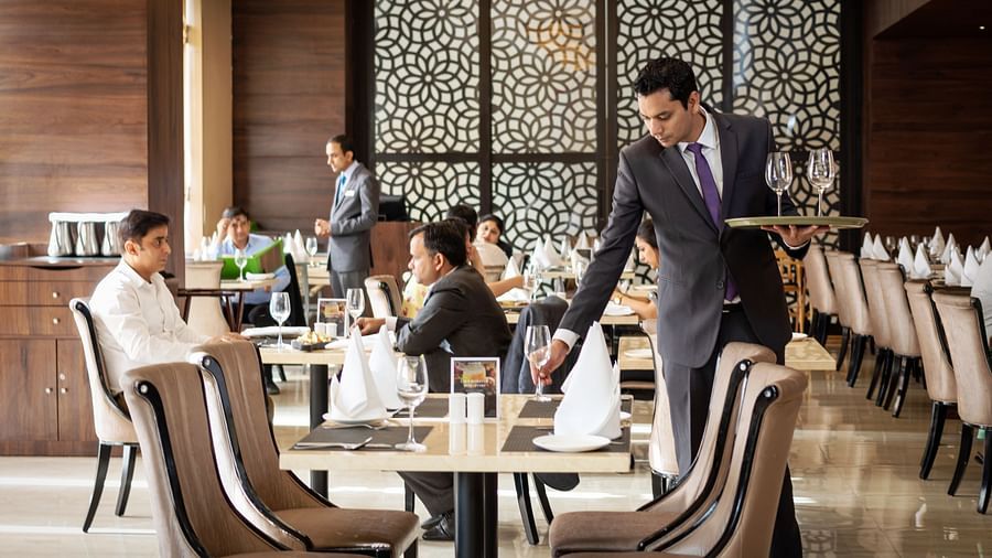 Restaurant setup at Golden Suites, Gurgaon