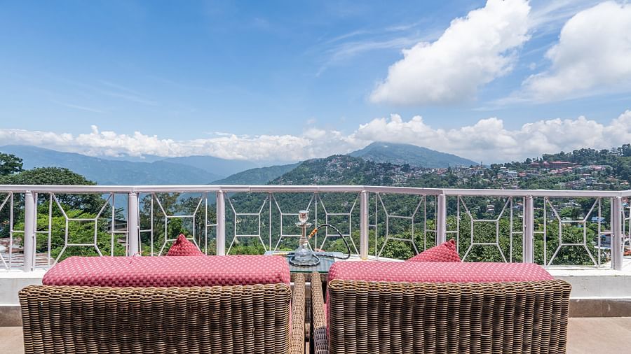 view of the terrace at Summit Lillium Hotel & Spa, Kalimpong