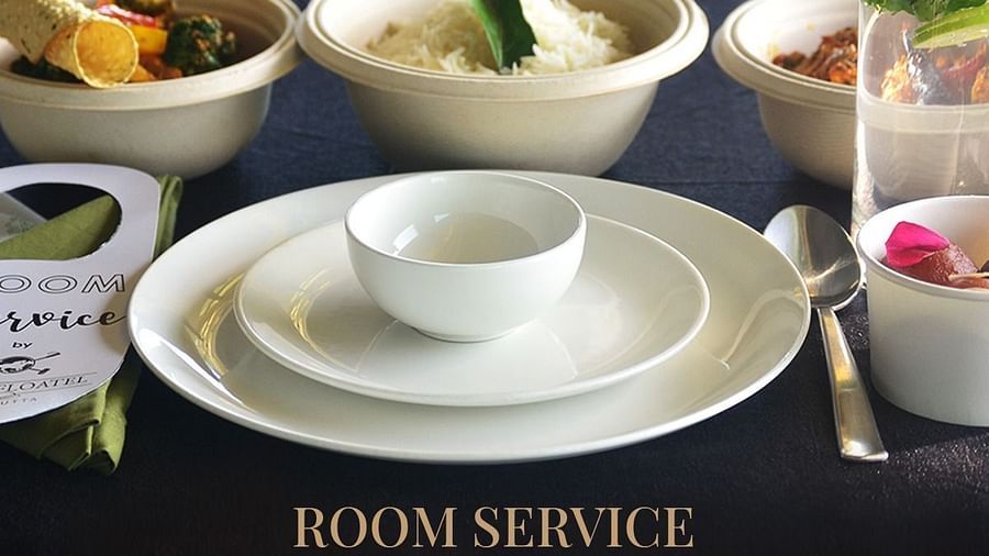 a banner for room service at - polo floatel kolkata