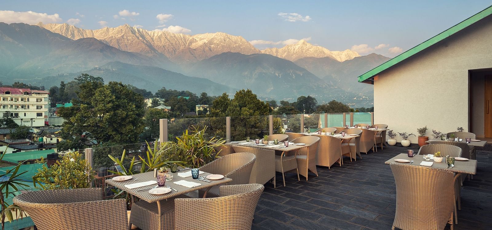 Rooftop Dining area at Infinitea Centric, Dharamshala