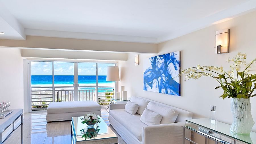 The living area with sofas in the accommodations at our hotel - The Soco Hotel Barbados