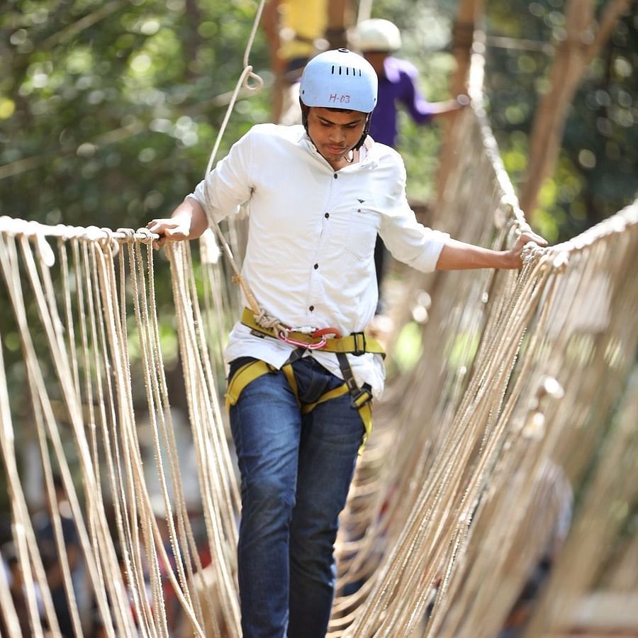 Burma Bridge - Sajan -Burma Bridge at Nature Trails Sajan, a challenging outdoor activity for adventure seekers.