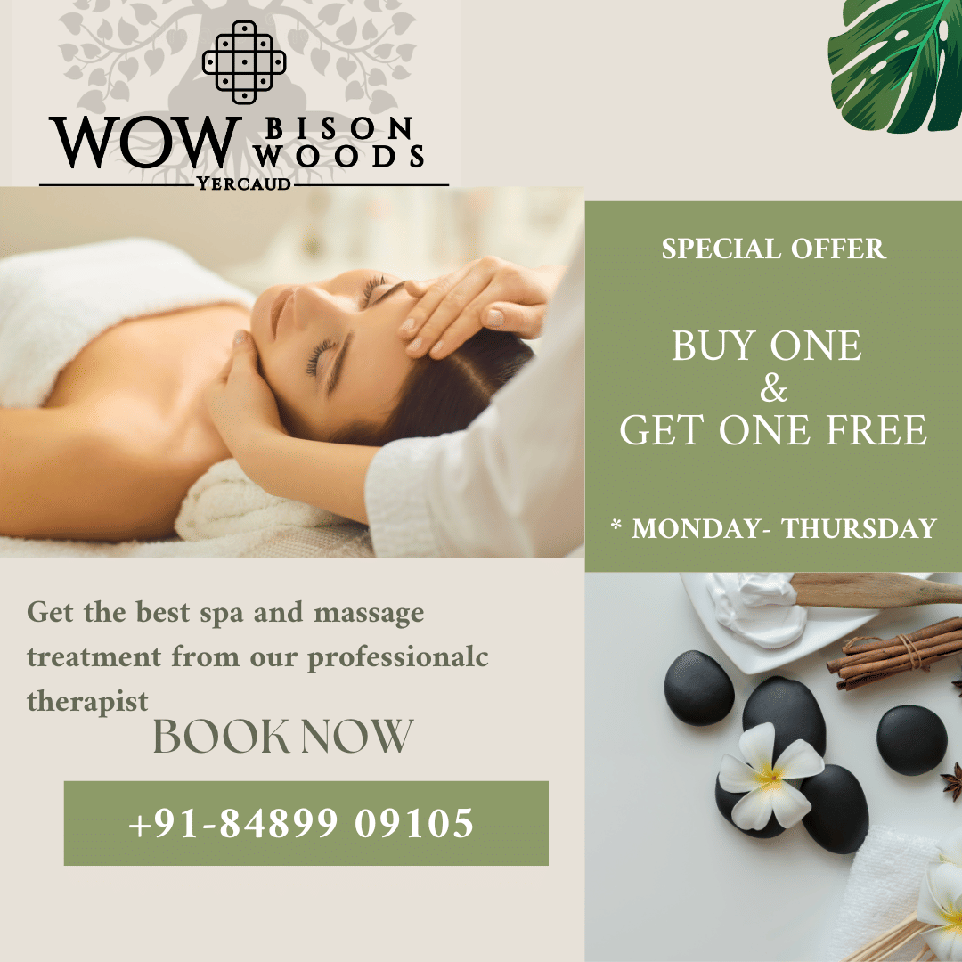 This WBW Bliss Spa Offer provides a serene setting with a person receiving a relaxing massage. Greenery and tools enhance the restful scene.