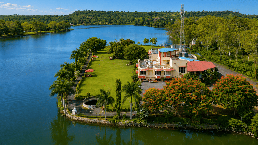 Aeiral view with side lake