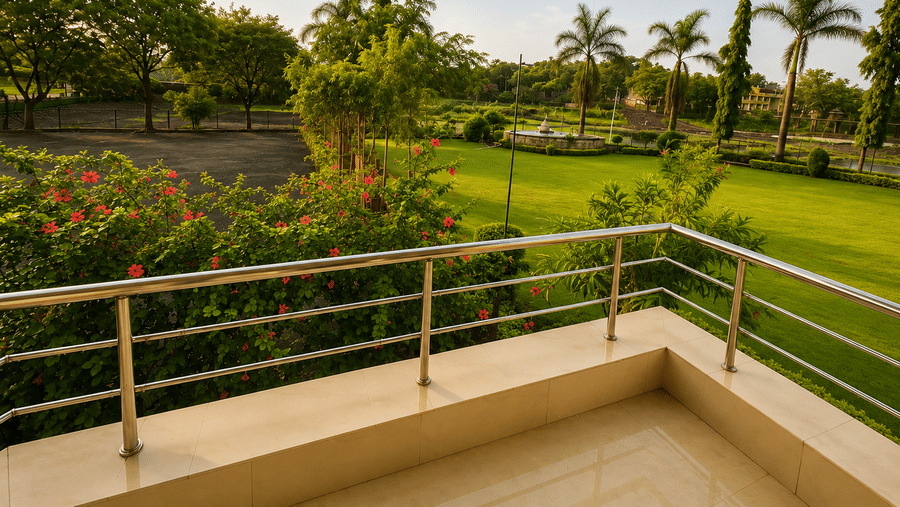 Lawn view pic from Premium room balcony