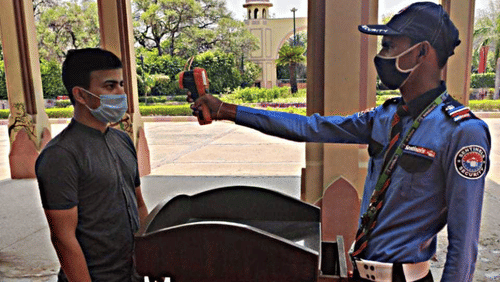 temperature checking point at the entrance