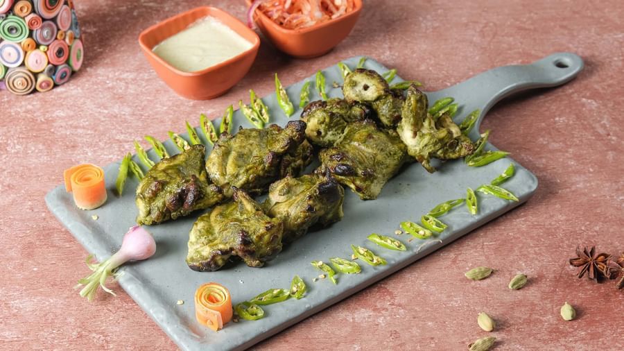 Herb-marinated Kebabs served with chutney and saute vegetables at Monday Hotels Amalapuram Heights