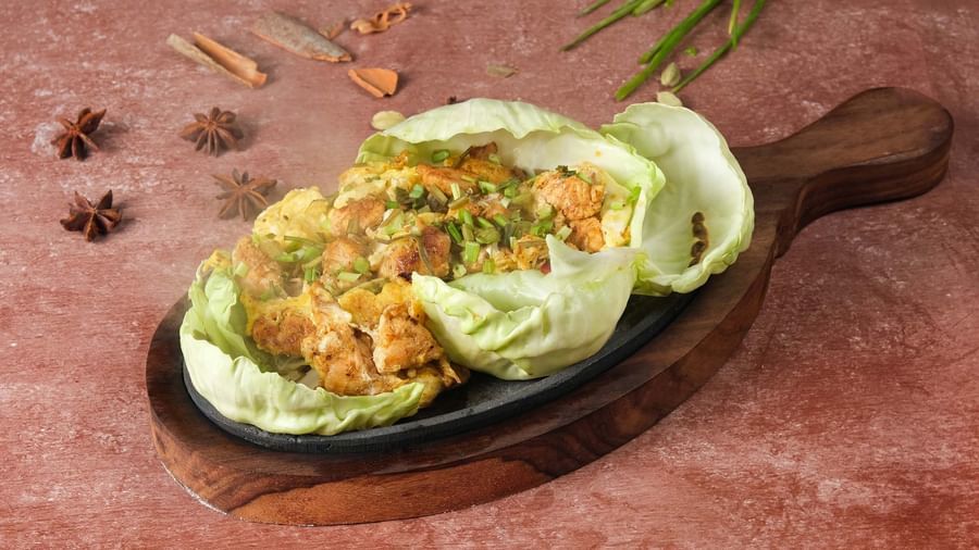 Stuffed Cabbage Rolls with spices at Monday Hotels Amalapuram Heights.