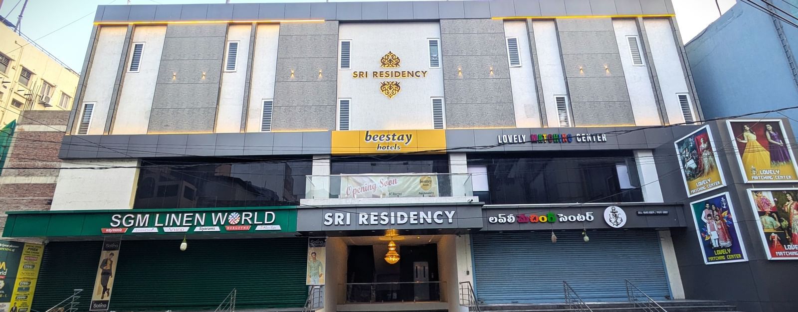 Exterior front view of Beestay Hotels with clear signage at Beestay Hotels, Rajahmundry.
