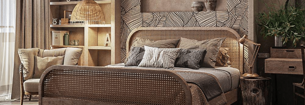 A room featuring a large bed with a small shelf above the headboard and another shelf beside the bed at The Evren, Vagator.