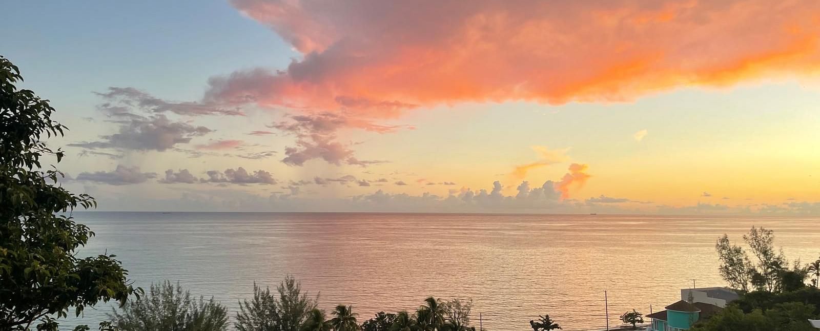 Vibrant sunset with trees overlooking the ocean | A Stone's Throw Away