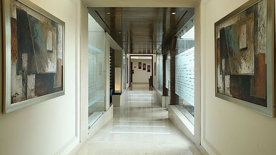 Artistic view with paintings framed on the walls at Inde Signature Tower, Gurgaon