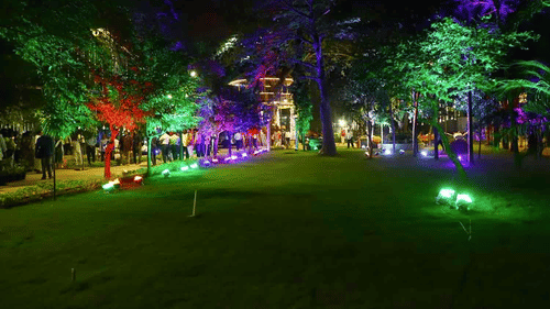 Picture of Kalaignar Centenary Park in the evening with bright lightings