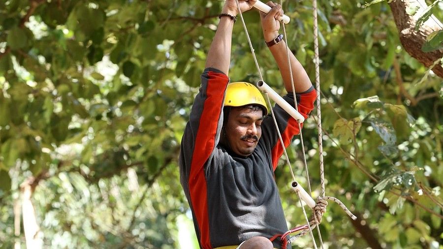 Ladder Climbing - Sajan -Challenging ladder climbing activity at Nature Trails Sajan, ideal for testing strength and agility.
