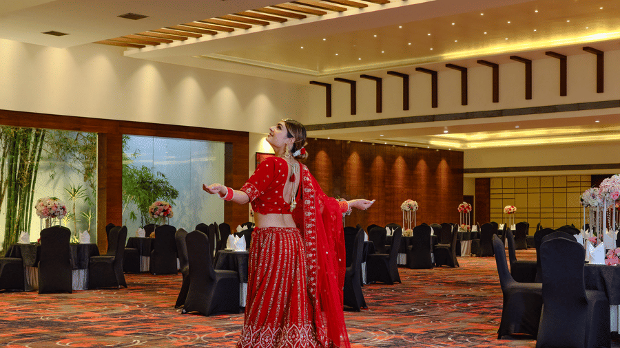 Image of a bride inside the banquet hall of the hotel | Best Western Country Woods Hotels and Resorts