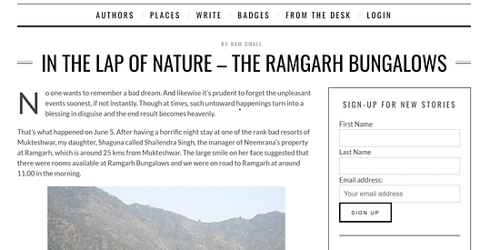 article about ramgarh bungalows