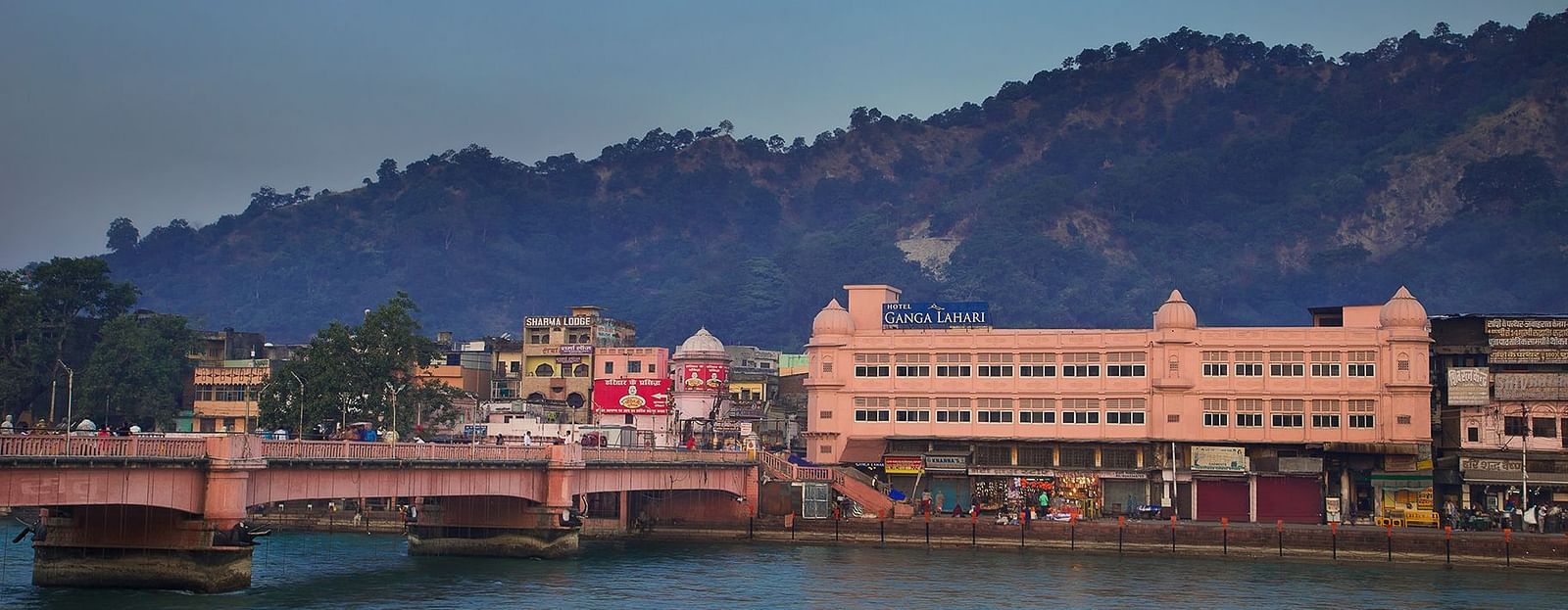 A breathtaking view of Haridwar from the rooftop restaurant at Ganga Lahari.